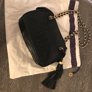 Tory Burch Bombe Chain Crossbody TB Logo Leather
